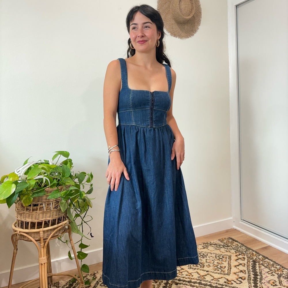 Reformation Tagliatelle Denim Dress